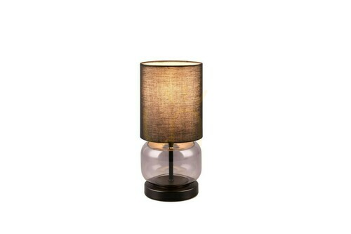 Kontrollera Trio ELIO bordslampa 517800154 svart, rökfärgat glas, E27