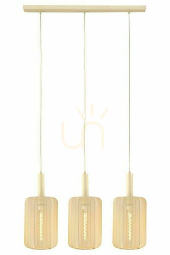 Kontrollera Pendellampa Lucide CORINA beige tyg Japandi 3-ljus 03447/03/38