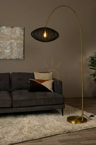 Kontrollera Golvlampa Lucide CORINA svart/guld Japandi E27 192 cm 03747/60/30