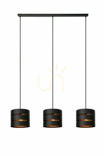 Kontrollera Lucide ROSAS taklampa svart guld metall 3-armad E27 21433/03/30