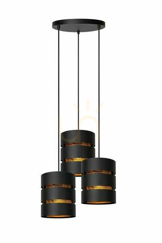 Kontrollera Lucide ROSAS pendelarmatur svart guld metall 3 lampor 21433/13/30