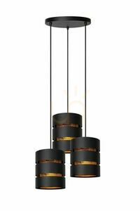 Lucide ROSAS pendelarmatur svart guld metall 3 lampor 21433/13/30 small 0