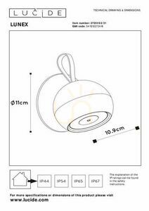 Vägglampa utomhus Lucide LUNEX vit svart IP54 LED 27251/02/31 small 5
