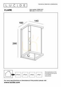 Lucide CLAIRE vägglampa utomhus vit glas IP54 E27 27883/11/31 small 4