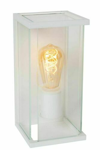Kontrollera Lucide CLAIRE vägglampa utomhus vit glas IP54 E27 27883/11/31