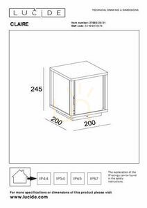 Outdoor Post Light Lucide Claire Vit Glas 24,5 cm 27883/25/31 small 3