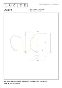 Svart LED-båglampa Lucide CURVE med marmorfot 44700/11/30 small 5