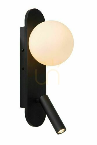Kontrollera Lucide KELLY vägglampa svart MDF glas 77287/05/30