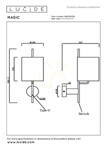 Lucide MAGIC vägglampa svart metall lin Japandi E27 small 5