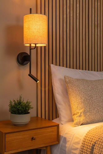 Kontrollera Lucide MAGIC svart vägglampa med linneskärm, E27 + LED 3 W, USB-C 68211/82/30