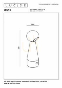 Lucide IPSOS blå bordslampa LED dimbar aluminium moderna design small 6