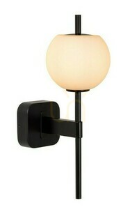 Lucide ELDA vägglampa svart retro IP44 badrum metall glas small 0