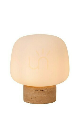 Kontrollera Bordslampa Lucide ANSTON i opalglas och travertin 1xE14 05552/01/61