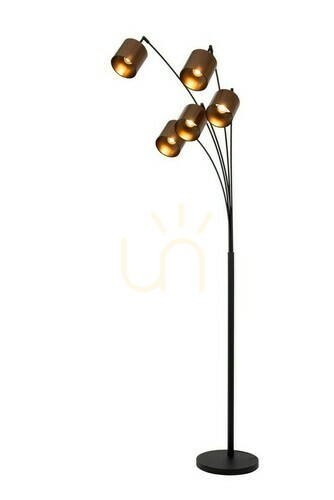 Kontrollera Golvlampa Lucide RANKOS svart metall 5-ljus modern E27 200 cm