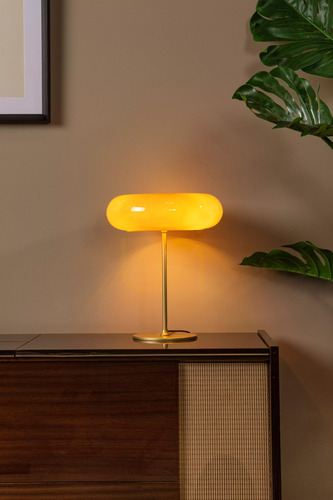 Kontrollera Lucide SENTINO bordslampa i taupe och matt guld, 3×G9, Ø30 cm, 10525/01/41
