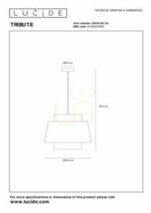 Lucide TRIBUTE pendellampa beige svart tyg metall Japandi 60 cm small 4