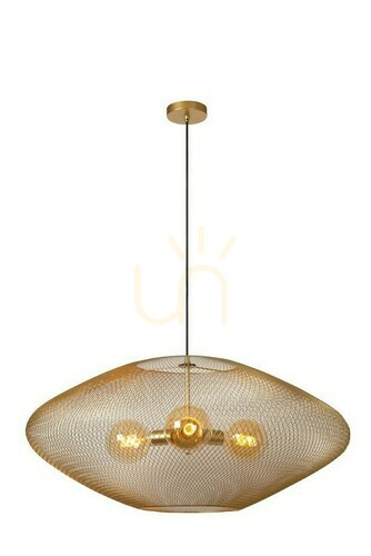 Kontrollera Lucide MESH taklampa i metall, guld/svart, 3 ljuskällor, vintage
