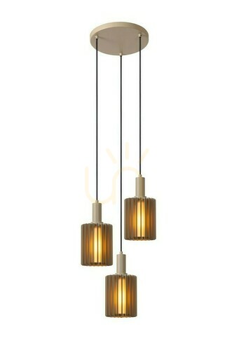 Kontrollera Lucide Lambres pendellampa 3xE27 taupe aluminium 40 cm
