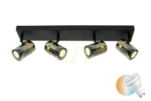 Plafond Lucide UPTON svart guld 4-ljus GU10 LED modern plafonnärsarmatur small 0