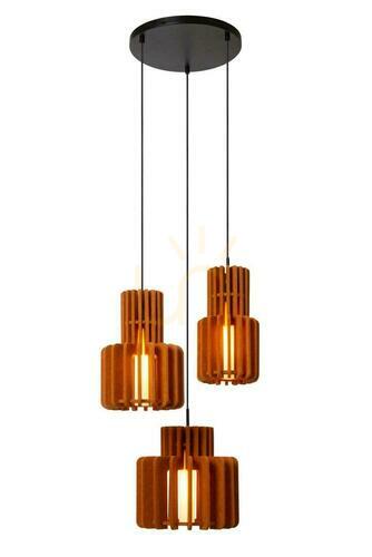 Kontrollera Lucide ROLLO pendellampa 3-ljus Japandi filt och glas