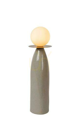 Kontrollera Bordslampa Lucide FIGARO grå porslin glas Japandi 45 cm