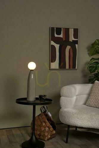 Kontrollera Bordslampa Lucide FIGARO grå porslin glas Japandi 48,8 cm G9