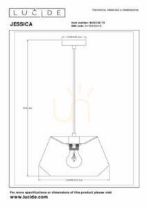 Lucide JESSICA taklampa i bomull och metall, Japandi, E27 small 4