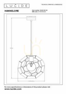 Lucide HANNELORE pendellampa svart metall 30 cm E27 small 5