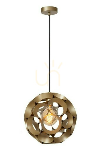 Kontrollera Lucide Hannelore pendellampa guld metall 30 cm E27