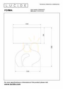 Bordslampa Lucide FORMA Japandi vit keramik tyg E27 54 cm small 3