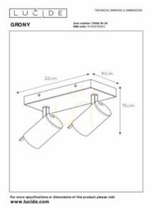 Spotlights Lucide GRONY svart guld 2-ljus LED GU10 dimbar 17998/10/30 small 6