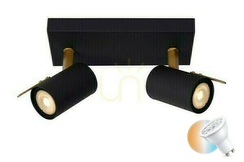 Kontrollera Spotlights Lucide GRONY svart guld 2-ljus LED GU10 dimbar 17998/10/30