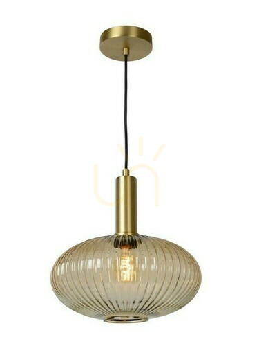 Kontrollera Lucide MALOTO pendellampa guld glas retro E27 30 cm 45386/30/62
