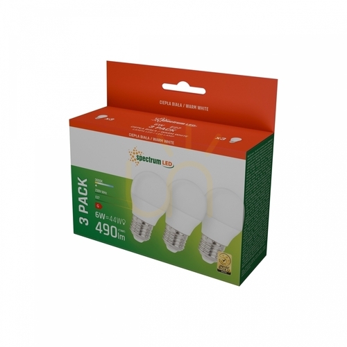 Kontrollera Led Ball E27 230 V 6 Ww Spectrum 3-pack