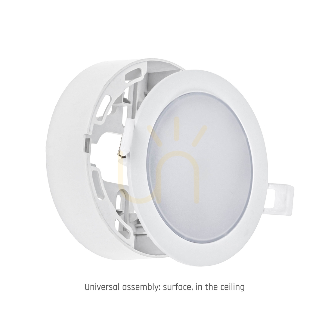 Visa Algine Eco 2w1 Utanpåliggande Downlight 6 W Nw 230 V 110st Ip20 Ik06 115x35mm Vit Rund Algine Eco 2w1 Utanpåliggande Downlight 6 W Nw 230 V 110st Ip20 Ik06 115x35mm Vit Rund