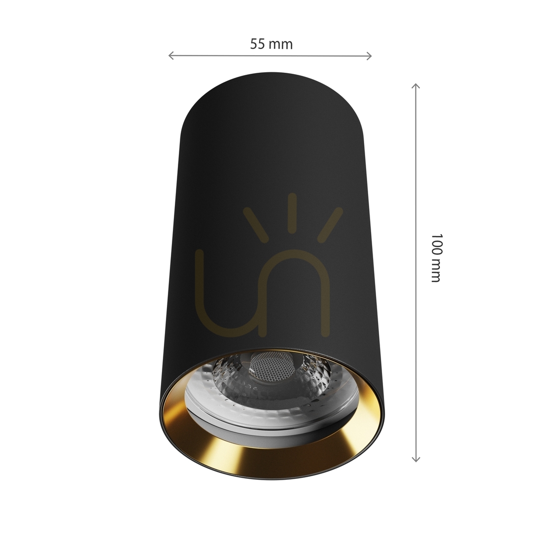 Visa Chloe Variosa Gu10 Utanpåliggande Gu10 230 V Ip20 55x100 Mm Svart Center Guld Rund. Chloe Variosa Gu10 Utanpåliggande Gu10 230 V Ip20 55x100 Mm Svart Center Guld Rund.