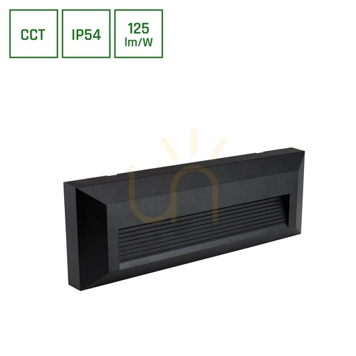 Kontrollera Encanta Asymmetric 6 W Cct 230 V Ip54 230x80x30 Mm Svart Utanpåliggande fasad.
