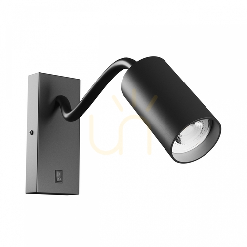 Kontrollera Squalla Variosa Flexi Switch Gu10 Vägglampa 230 V Ip20 55x100x410 Mm Svart Rund.
