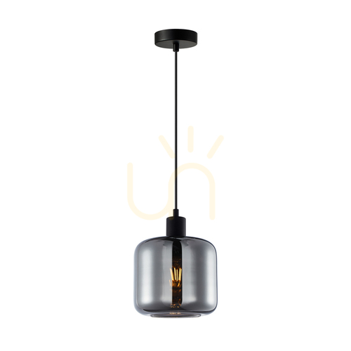 Kontrollera Italux Pendel Taklampa Svart Rökglas E27 18 cm PND-74920-1-BK-SG