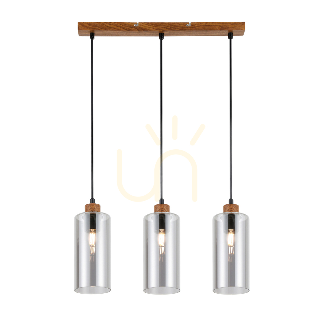 Kontrollera Italux Pendelampa Glas Rökt Trä 3 Ljus E27 PND-23051-3-WO Italux Pendelampa Glas Rökt Trä 3 Ljus E27 PND-23051-3-WO