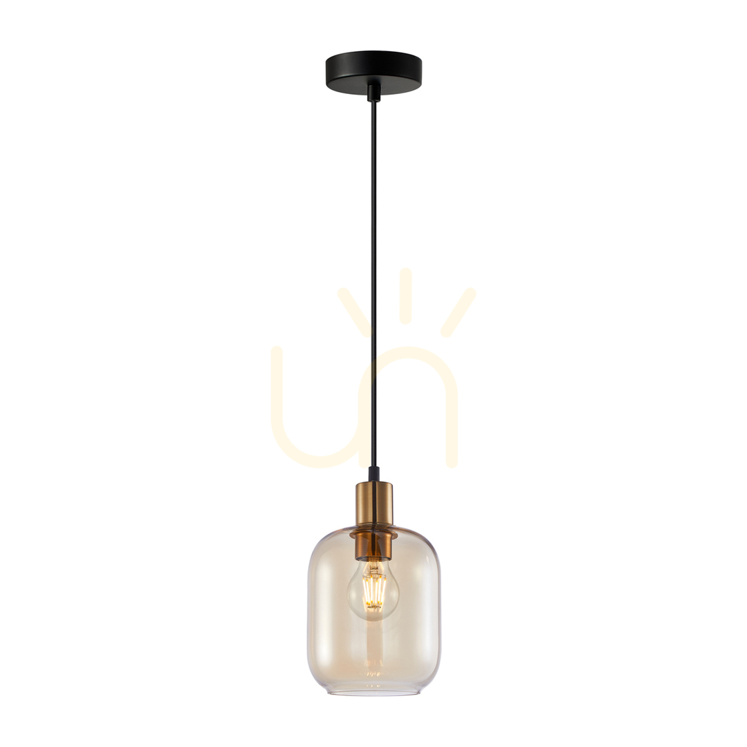 Kontrollera Italux Pendellampa glas bärnsten guld E27 PND-54738A-1-BRO-AMB Italux Pendellampa glas bärnsten guld E27 PND-54738A-1-BRO-AMB