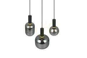 Trio DIVA pendellampa 319830332, 3 × E27, matt svart och förkromat glas small 4