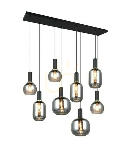 Kontrollera Trio DIVA pendellampa 319800832, mattsvart, 8 × E27, 120 cm