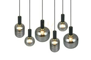Trio DIVA 319800632 pendellampa, mattsvart, krombelagt glas, 6 × E27 small 2