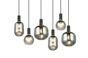 Trio DIVA 319800632 pendellampa, mattsvart, krombelagt glas, 6 × E27 small 3