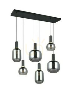 Trio DIVA 319800632 pendellampa, mattsvart, krombelagt glas, 6 × E27 small 4