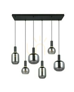 Trio DIVA 319800632 pendellampa, mattsvart, krombelagt glas, 6 × E27 small 5