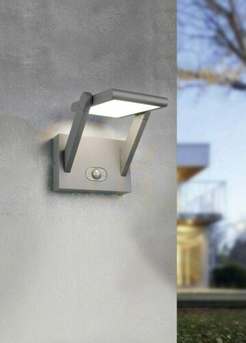 Kontrollera Trio MALAWI 253769142 – hybrid solcellsvägglampa med LED och sensor, 5 W, antracit