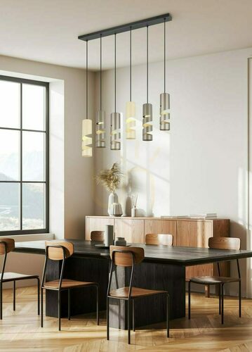 Kontrollera Trio STREAM pendellampa 364000617, 6×GU10, 100 cm, beige och kaffebrun
