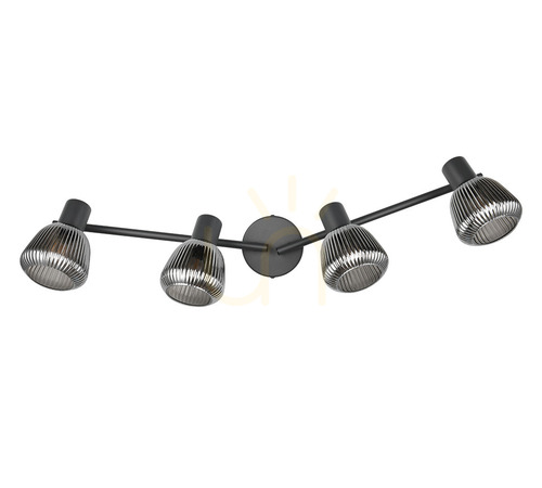 Kontrollera Takspot TRIO TARIFA 862800432 – 4×E14, matt svart och förkromat glas